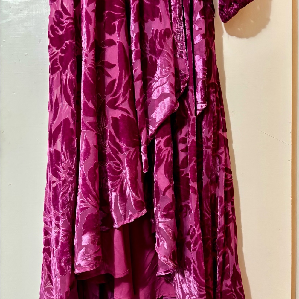 Anthropologie Pink Floral Velvet Long Sleeve Dress - Picture 5 of 5